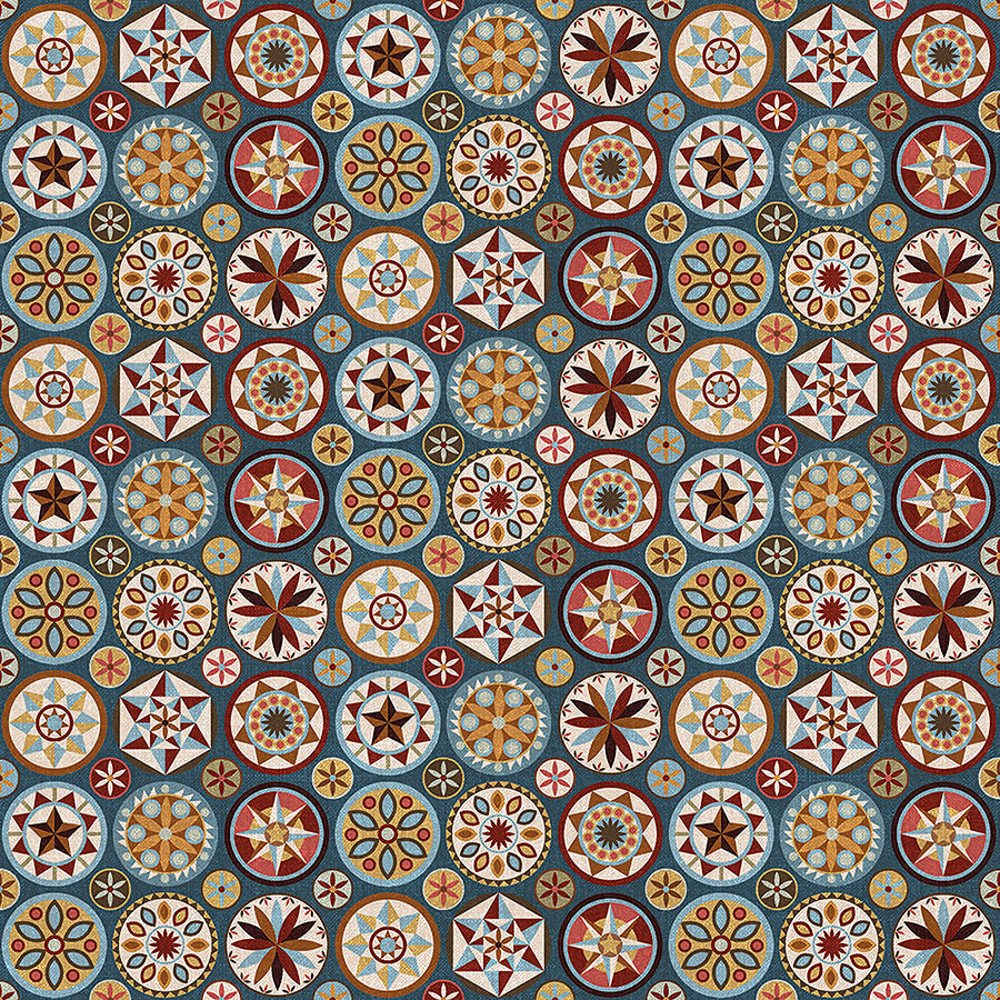 Barn Quilts Circles Blue Multi
