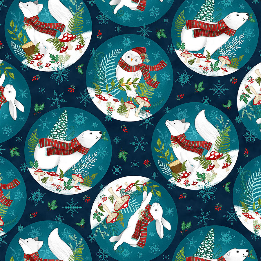 Woodland Wishes Snow Globes Navy/Multi