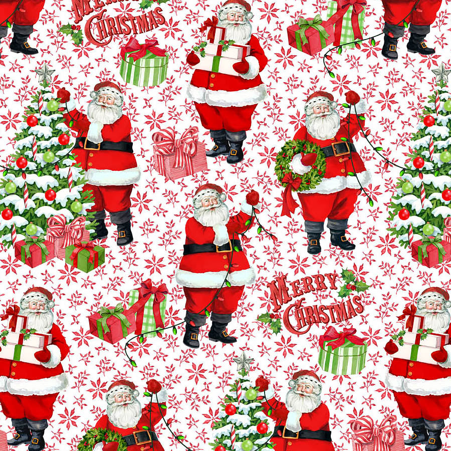 Vintage Christmas Santa Red Multi