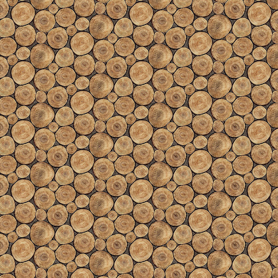 Lakeside Retreat Crosscut Logs Brown Multi
