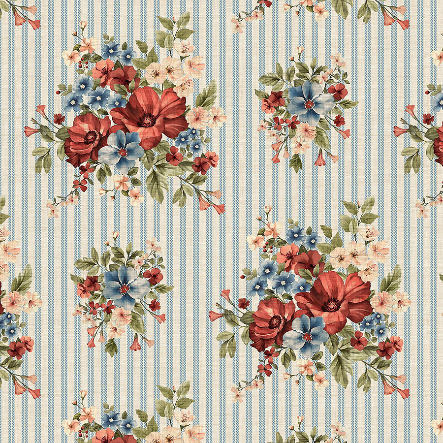 Farmhouse Sampler Floral Bouquet Cream Multi