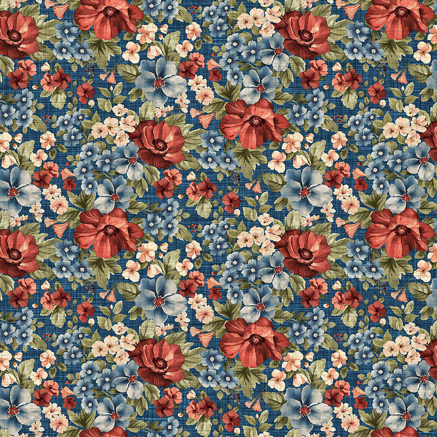 Farmhouse Sampler Packed Floral Navy Multi