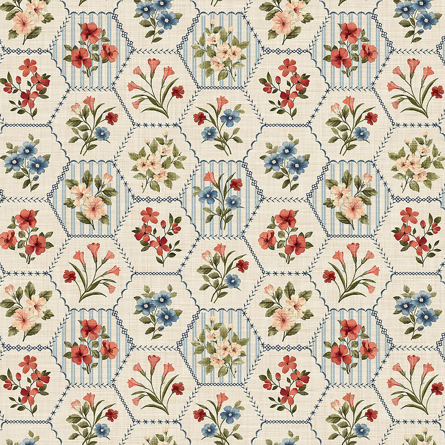 Farmhouse Sampler Hexagons Cream Multi