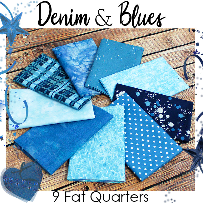 Denim & Blues Fat Quarter Bundle from Fort Worth Fabric Studio