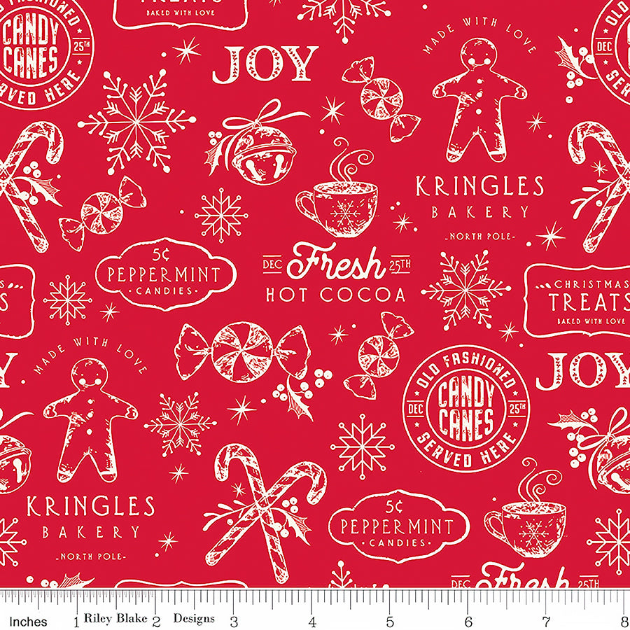 Designer Flannel Christmas Treats Red