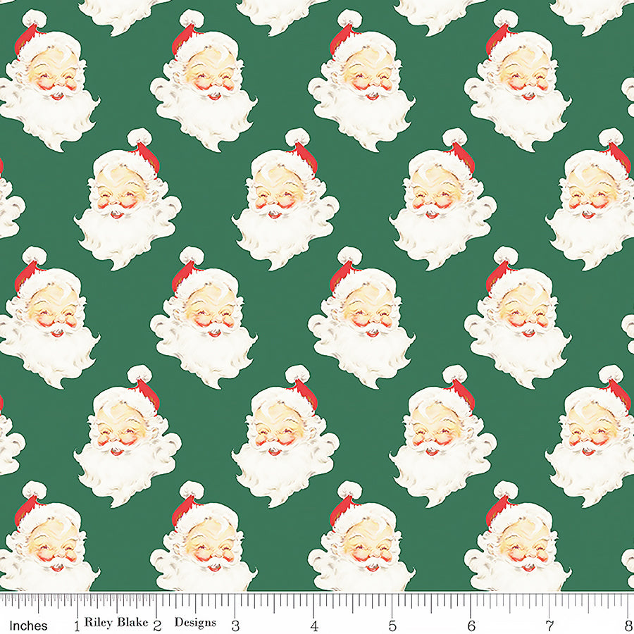 Designer Flannel Santa Heads Pine