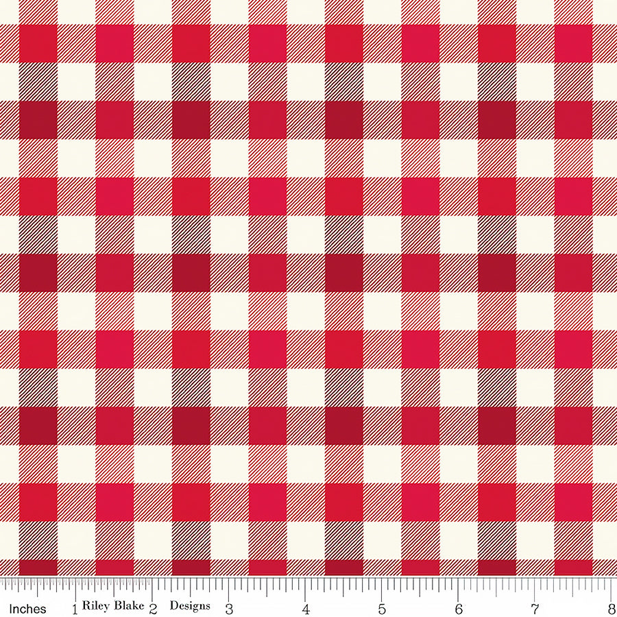 Designer Flannel Christmas Check Red