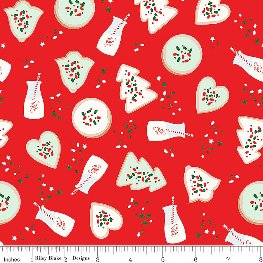Designer Flannel Christmas Cookies Red