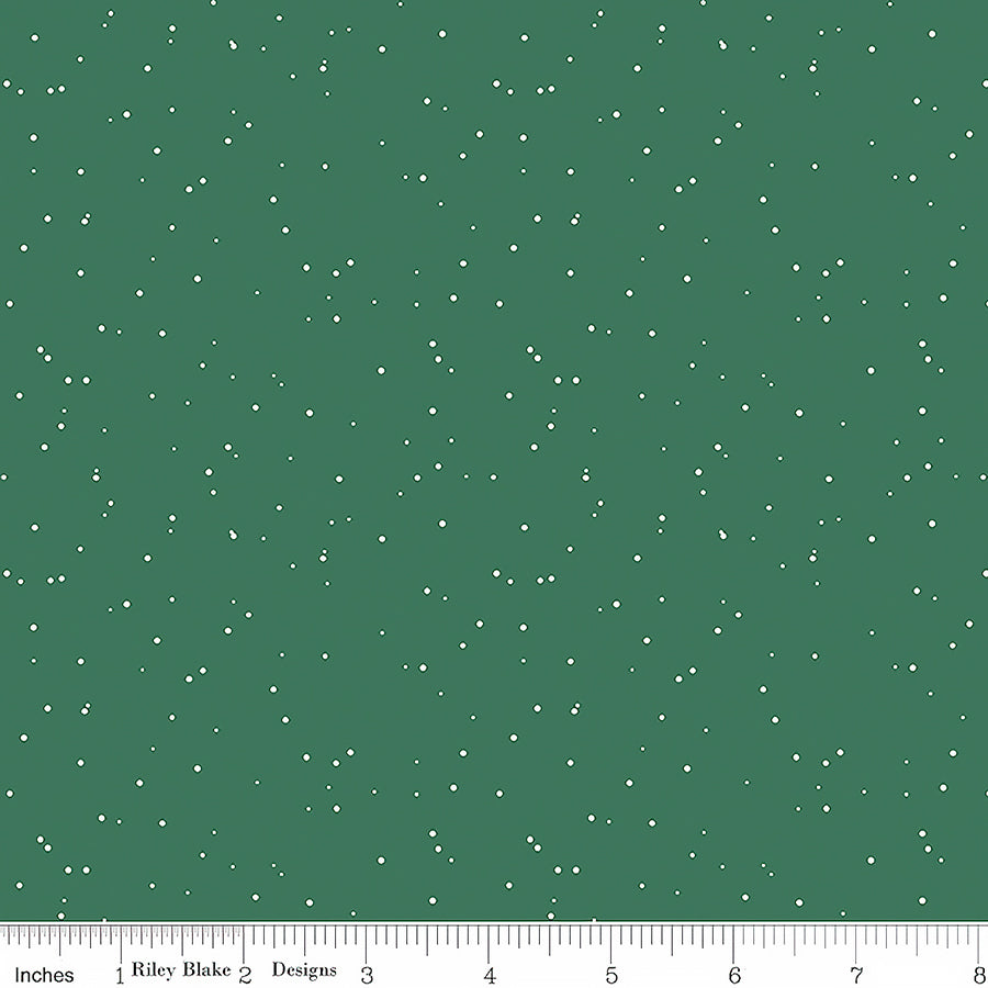 Designer Flannel Snow Dots Pine