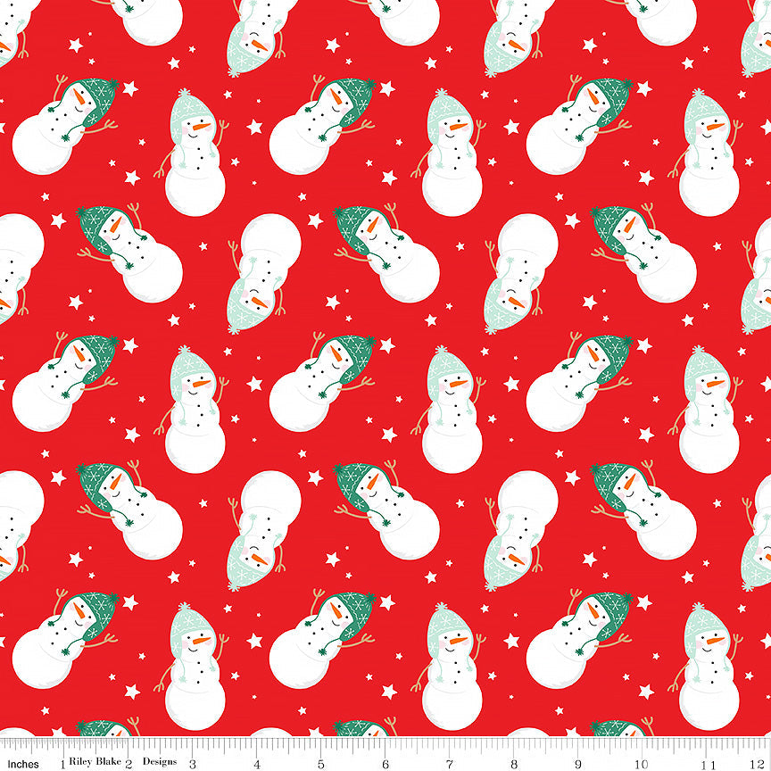Christmas Flannel Snowmen Red