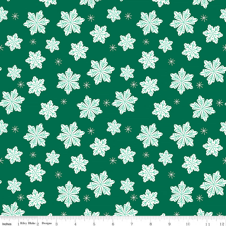 Christmas Flannel Snowflakes Green
