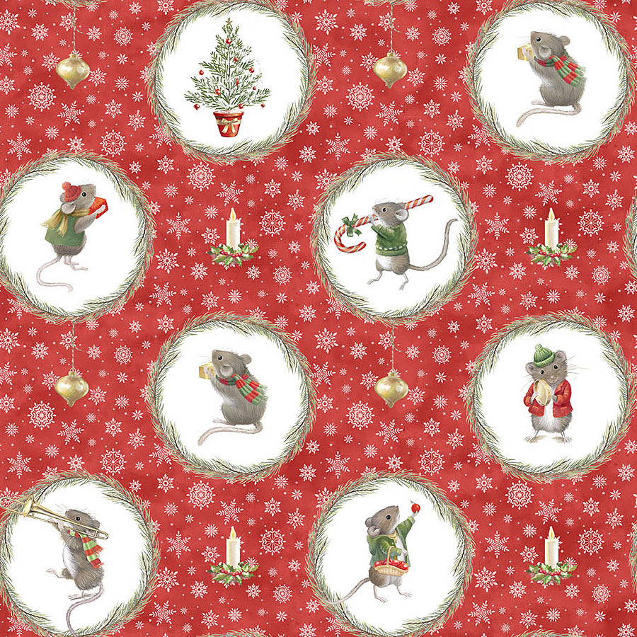 The Christmas Mouse Flannel Wreaths Red Multi