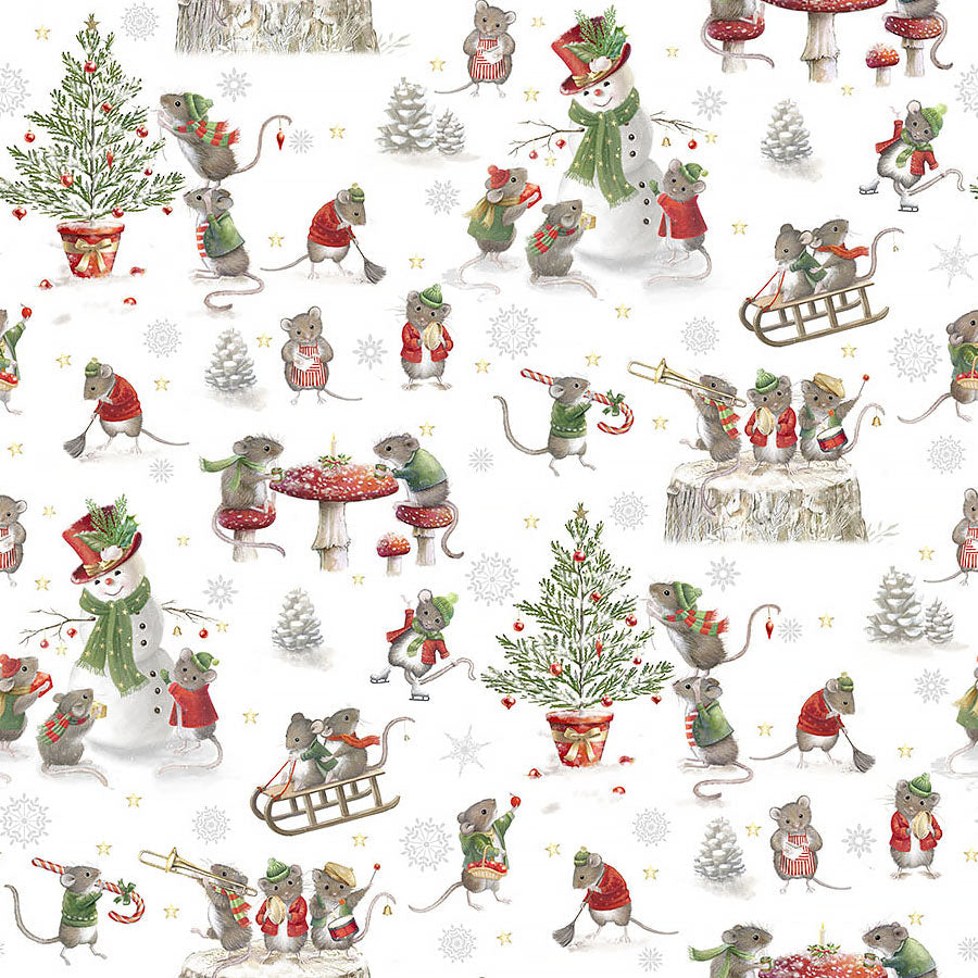 The Christmas Mouse Flannel Mouse Scenic White Multi