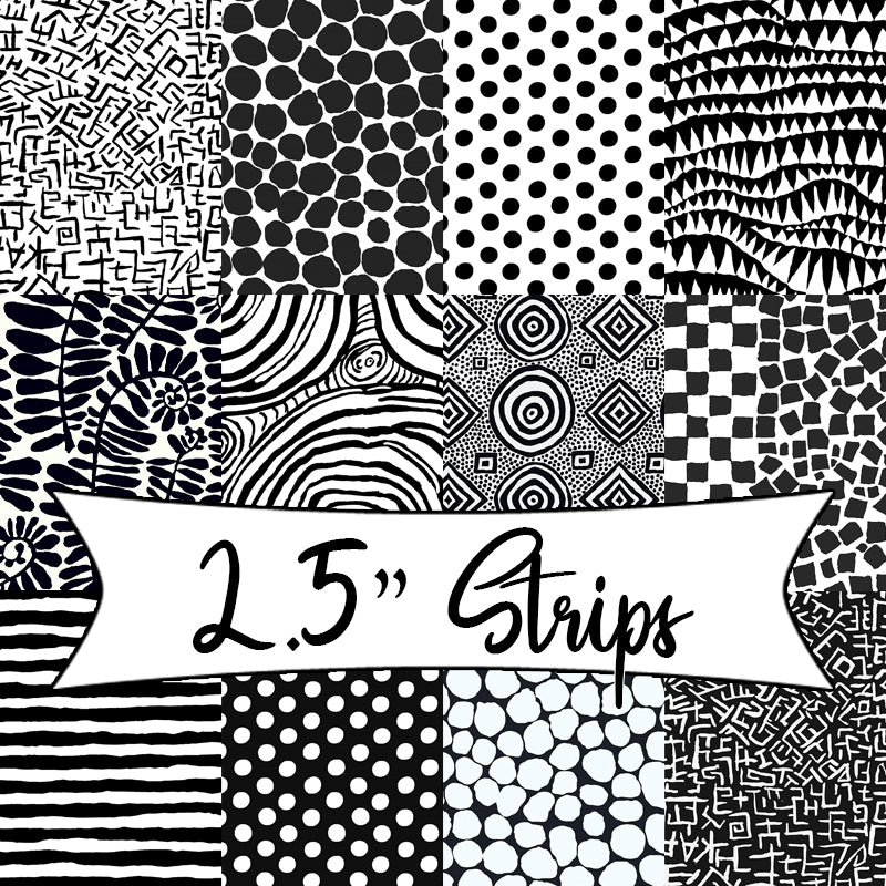 Saturday Stash Black & White Design Roll 2.5" Strips