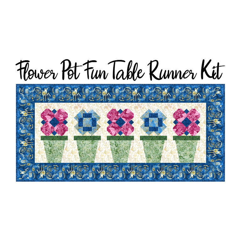 Flower Pot Fun Table Runner Kit with Secret Garden Batiks from Banyan Batiks