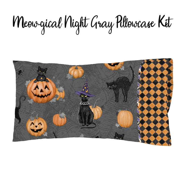 Meow-gical Night Gray Pillowcase Kit from Wilmington