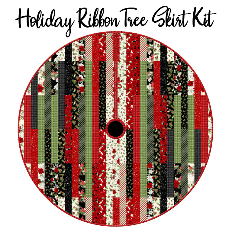 Holiday Ribbons Tree Skirt Kit with Cardinal Cozy from Wilmington