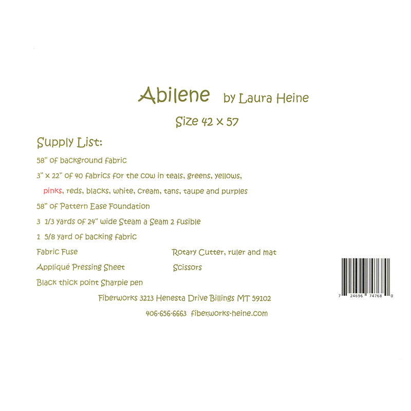 Abilene Quilt Pattern from Fiberworks Inc