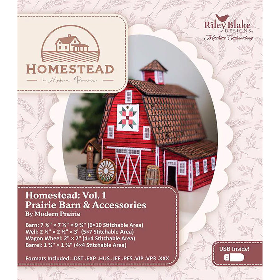 Machine Embroidery Homestead Prairie Barn by Modern Prairie for Riley Blake