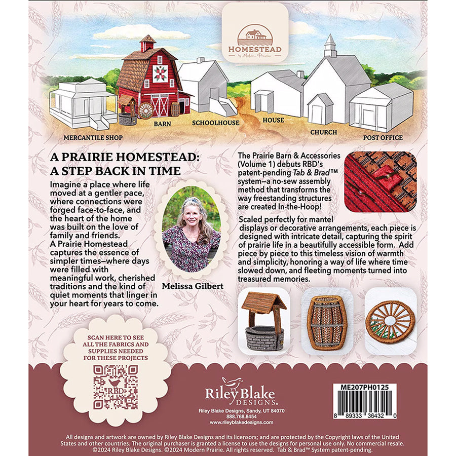 Machine Embroidery Homestead Prairie Barn by Modern Prairie for Riley Blake