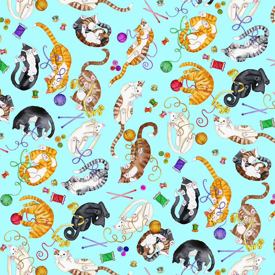 Comfy Flannel Cats Mint