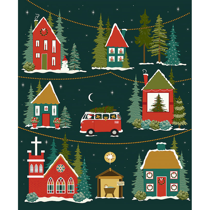 Christmas is in Town 36" Panel Multi