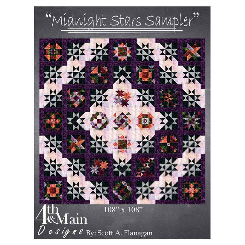 Midnight Stars Sampler BOM Quilt Pattern by 4th & Main Designs