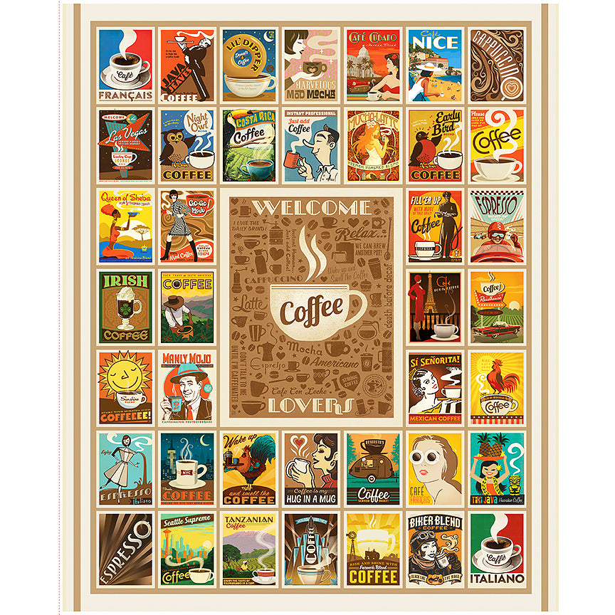 Coffee Time 35 ½" Welcome Coffee Lovers Panel Multi