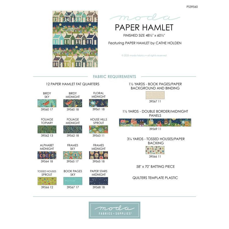 Paper Hamlet Project Sheet by Moda Fabrics