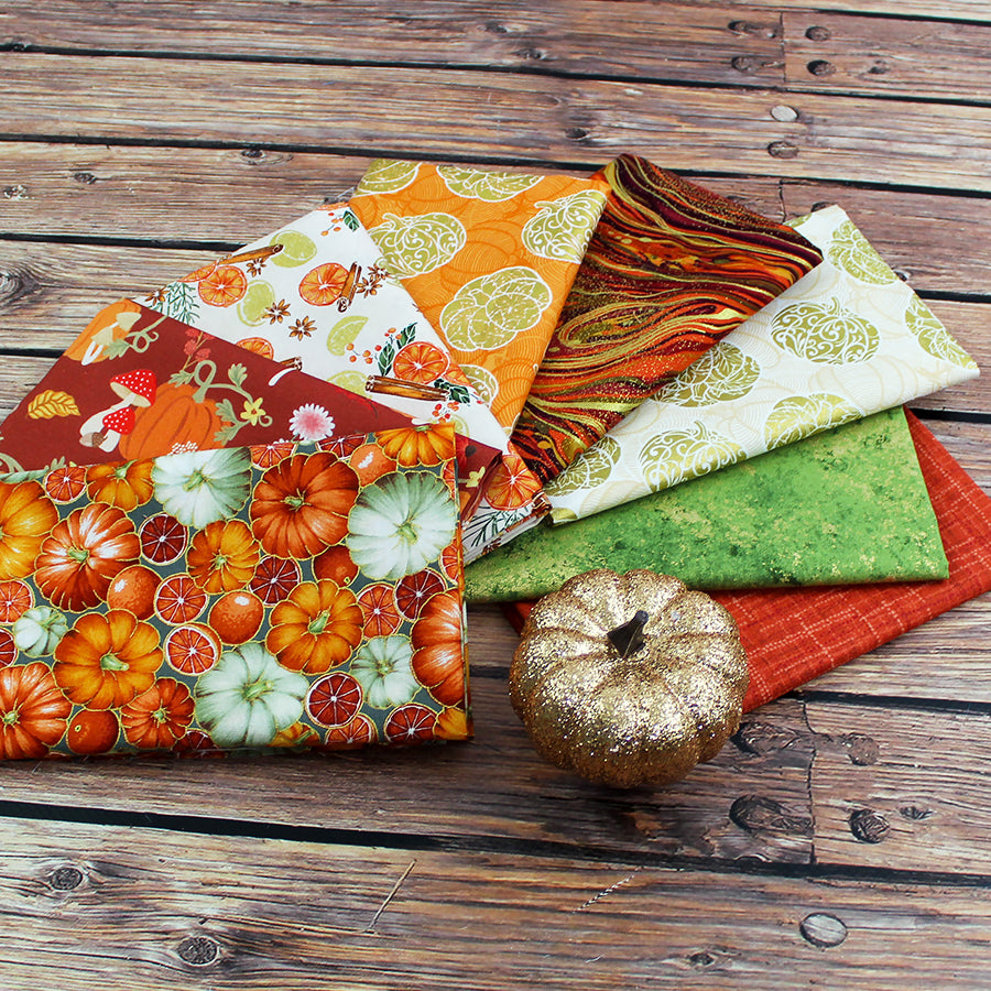 Pumpkin Season Fat Quarter Bundle from Fort Worth Fabric Studio