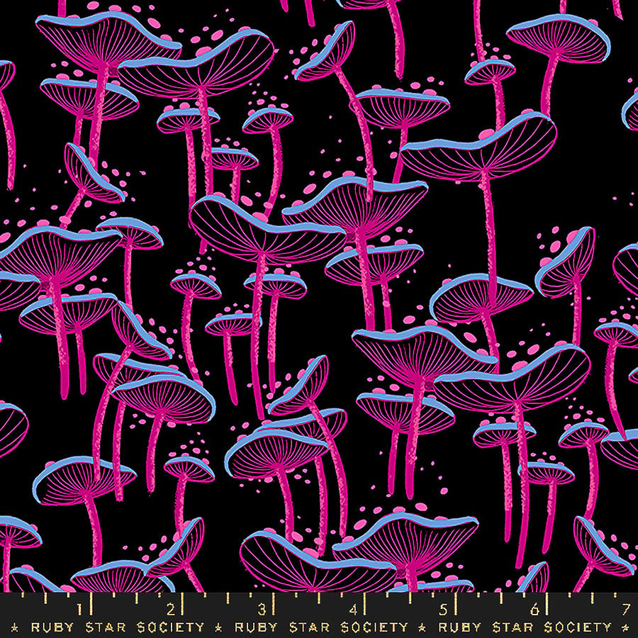 Glow Garden Whimsy Mushrooms Black