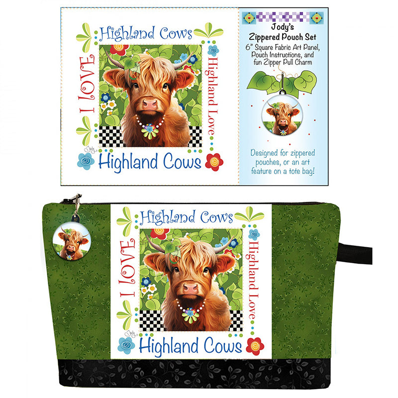 Jody's Zippered Pouch Set Highland Cow by Jody Houghton