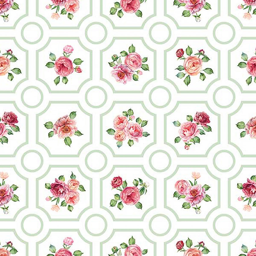 Blush Floral Grid White Multi