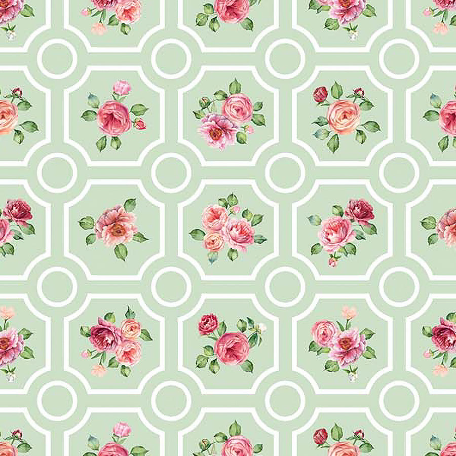 Blush Floral Grid Green Multi