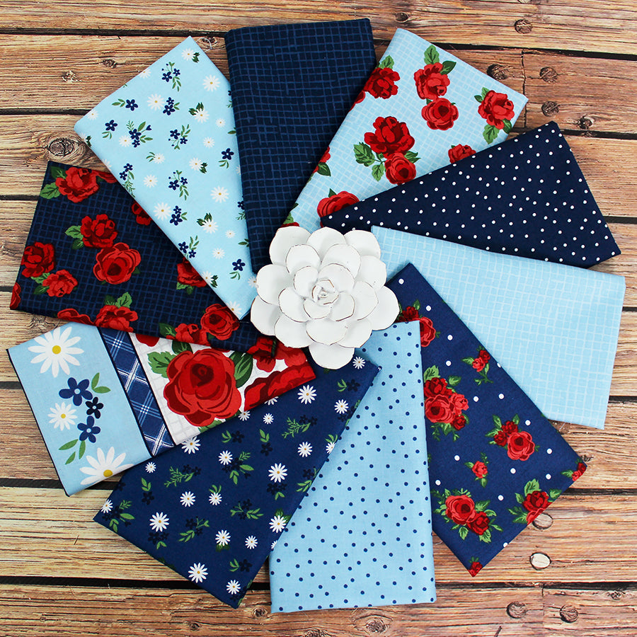 Summertime Blues Fat Quarter Bundle from Fort Worth Fabric Studio