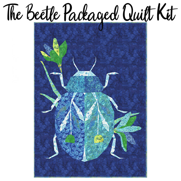 The Beetle Packaged Quilt Kit with Periwinkle Glow Batiks from Anthology Batiks