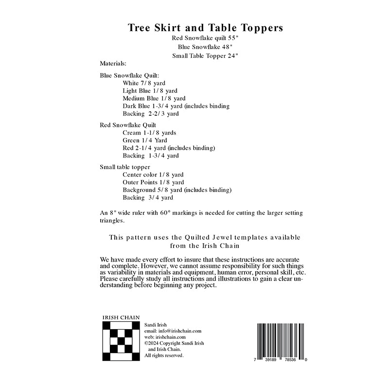 Christmas Tree Skirt and Table Toppers Pattern by Irish Chain