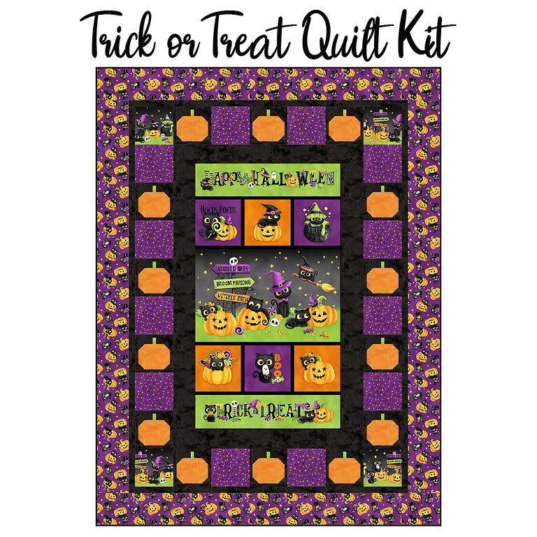 Trick or Treat Quilt Kit with Double Bubble Kitty Trouble from Northcott
