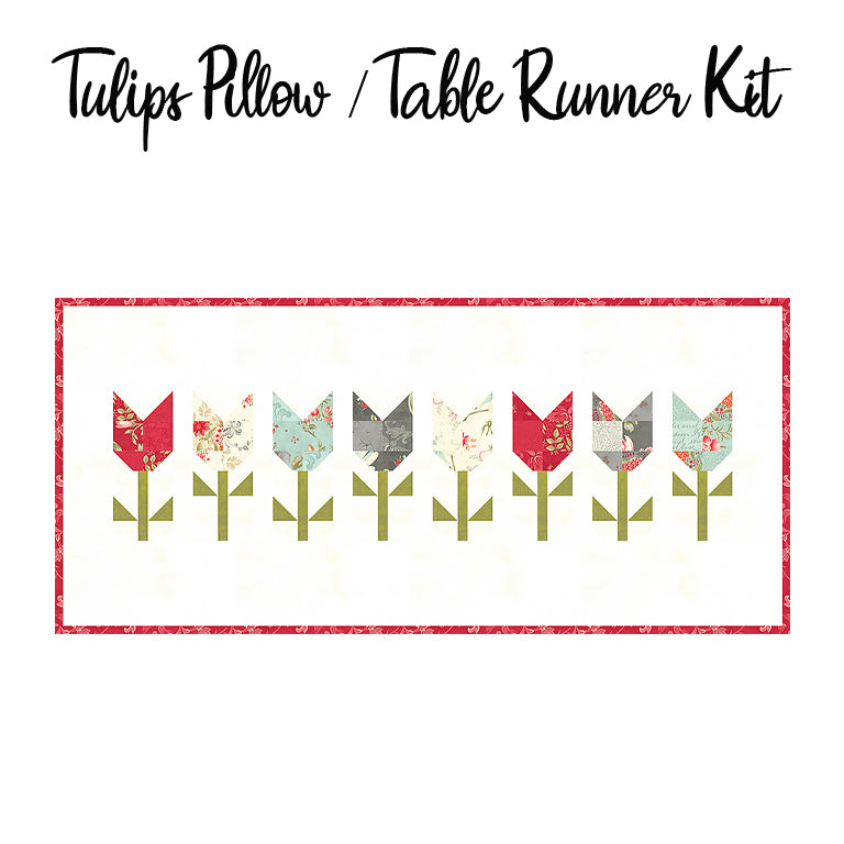Tulips Pillow/Table Runner Kit with Collection for a Cause: Etchings from Moda