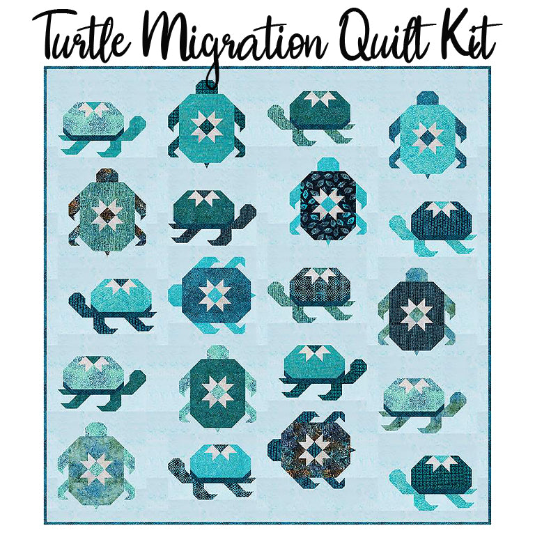 Turtle Migration Quilt Kit with Free as the Ocean from Riley Blake