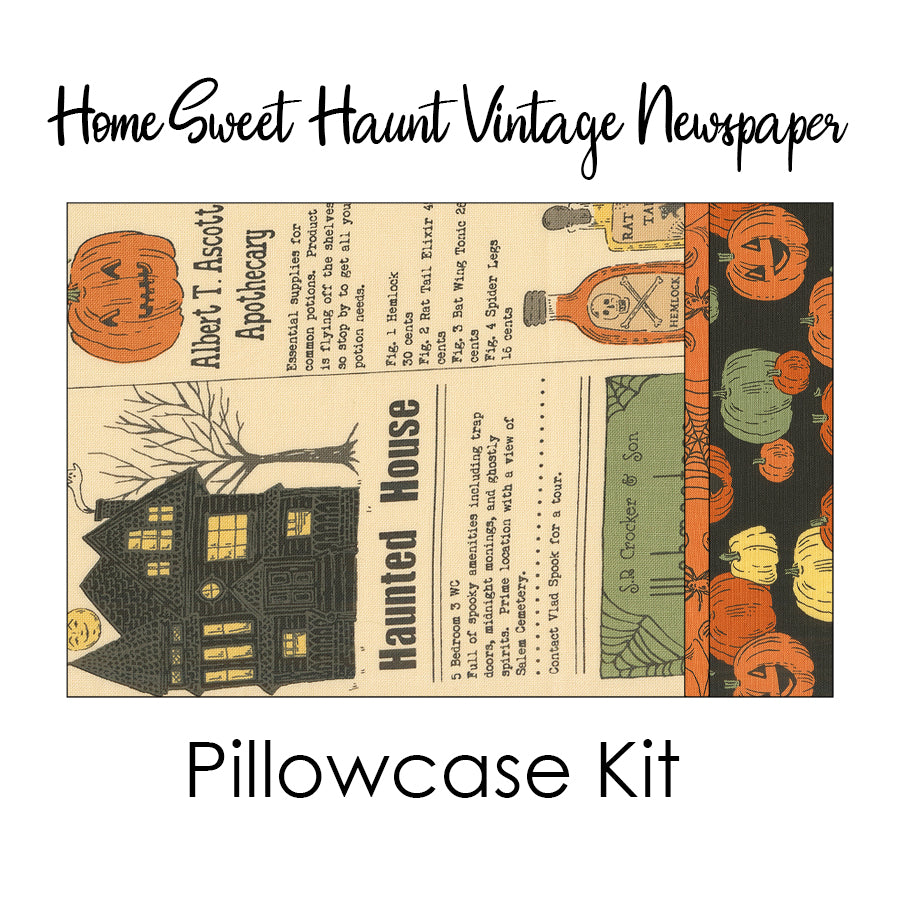 Home Sweet Haunt Vintage Newspaper Pillowcase Kit from Moda