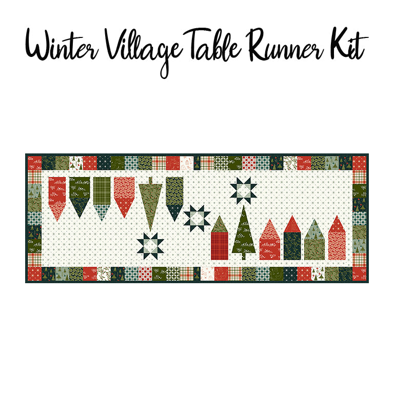 Winter Village Table Runner Kit with Christmas is in Town from Riley Blake