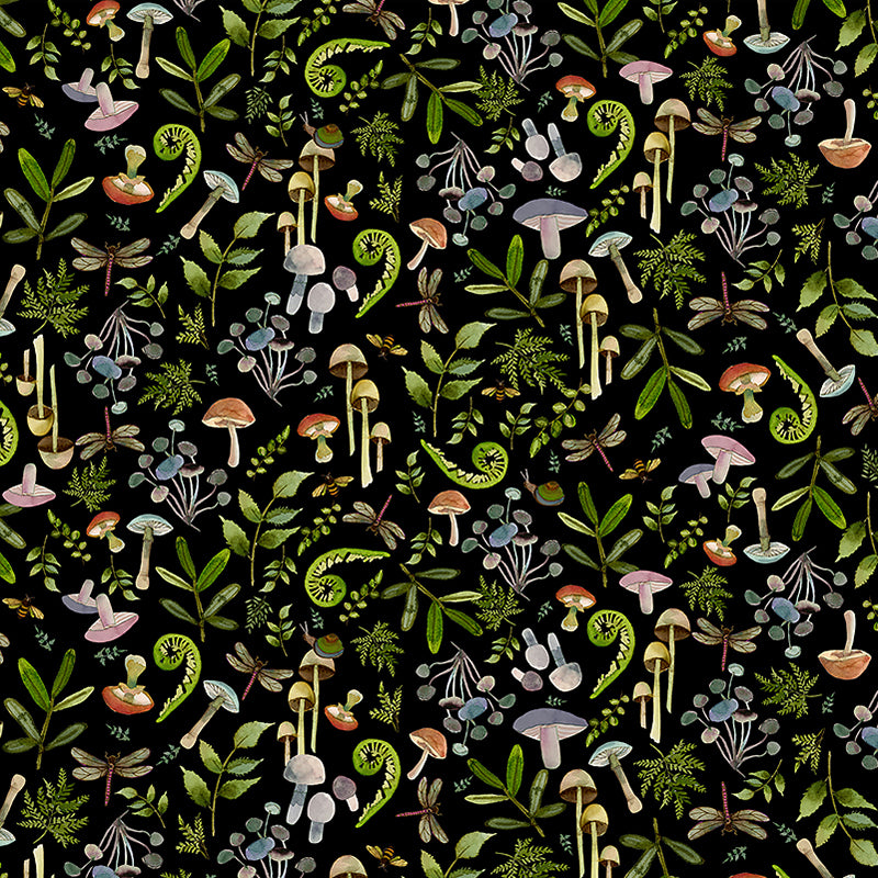 Wild Wonder Forest Floor Black – Clothworks – Fort Worth Fabric Studio