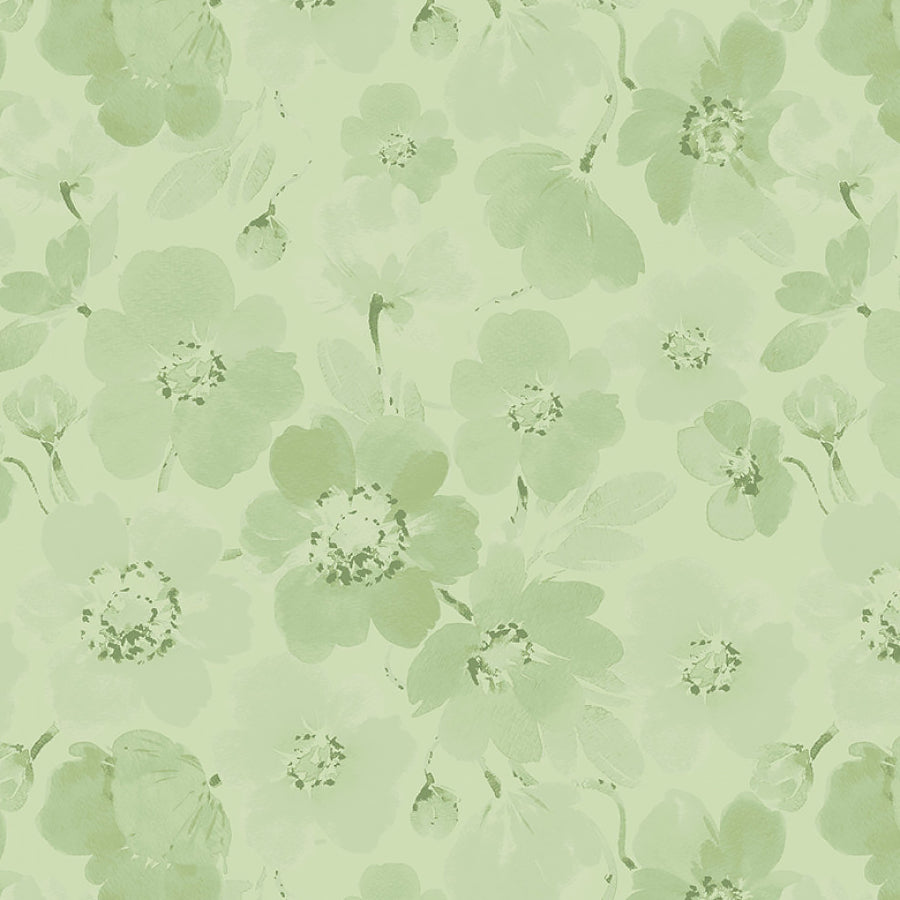 Berry Sweet Tonal Poppies Light Green