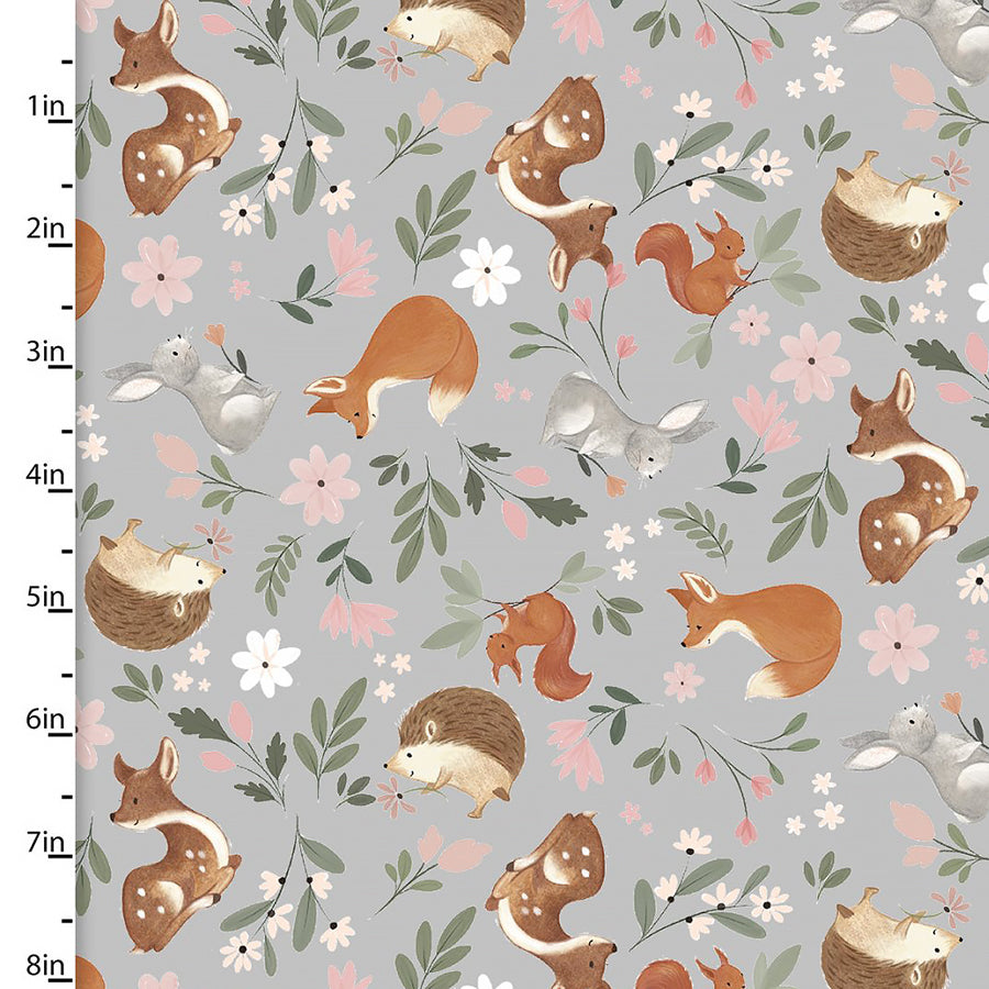 Baby in Bloom Flannel Babies in Bloom Gray – Remnant 36" × 44"