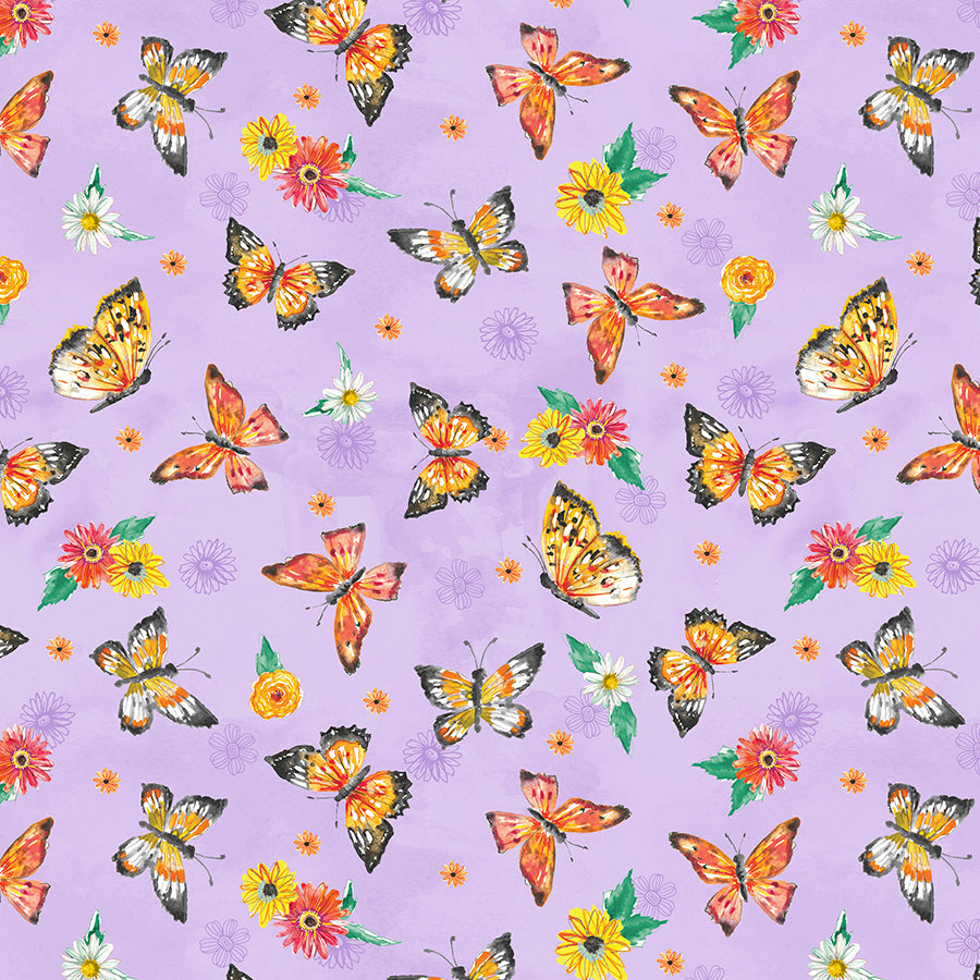 Fanciful Flight Butterflies Toss Purple