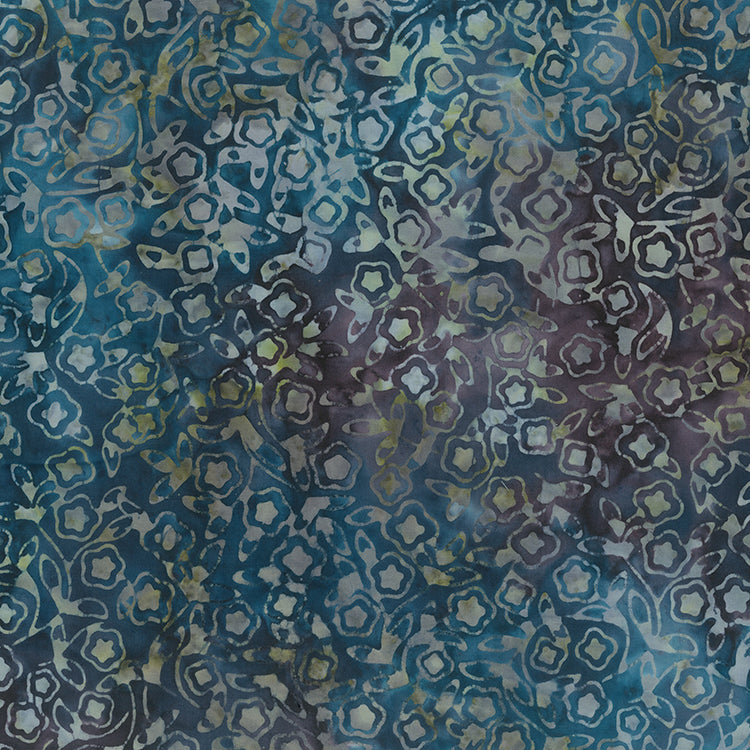 108" Wide Batik Quilt Backing Small Floral Pearl Blue
