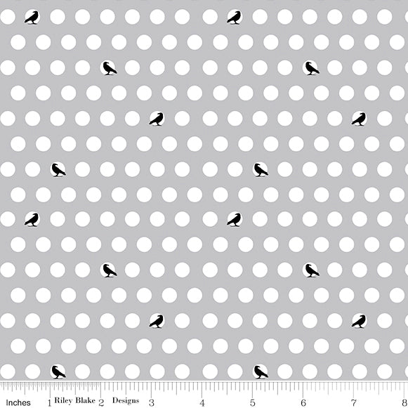 Haunted Adventure Dots And Crows Gray