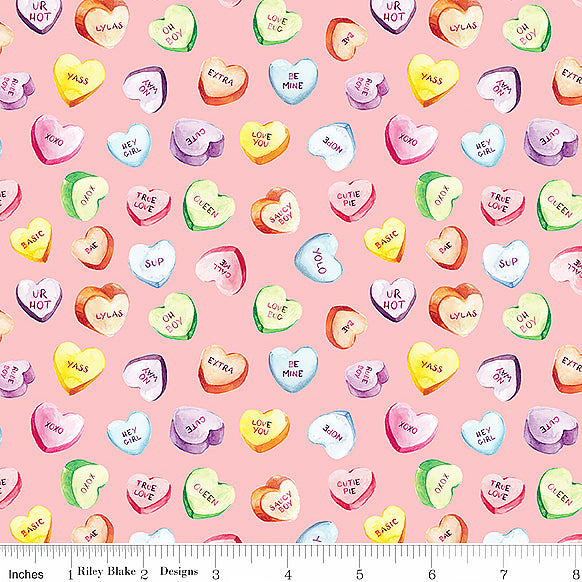 Hester & Cook Monthly Placemats February Candy Hearts Pink Riley