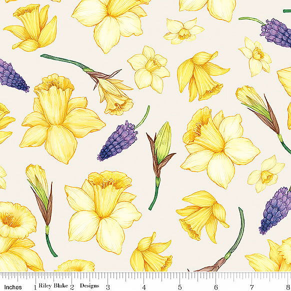 Hester & Cook Monthly Placemats April Daffodils Cream